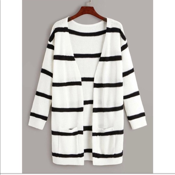 Plus striped long cardigan sweater READY TO SHIP - Picture 6 of 6